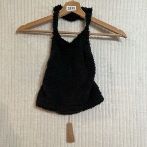 Skims sold out Cozy Knit Boucle Halter Top Onyx Black Size na sold
